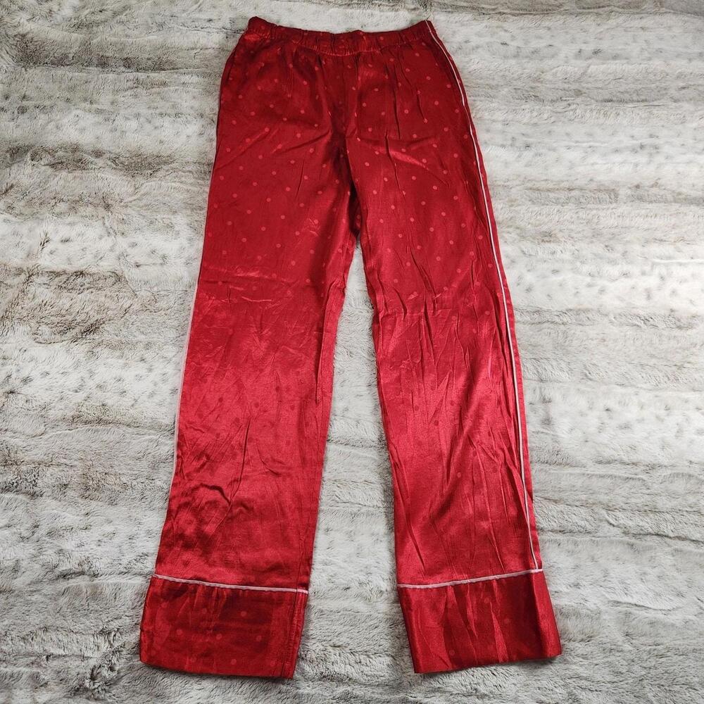 Victoria's Secret Holiday Red Polka Dot Satin PJ Sleep Pants Pajama Bottoms - XS